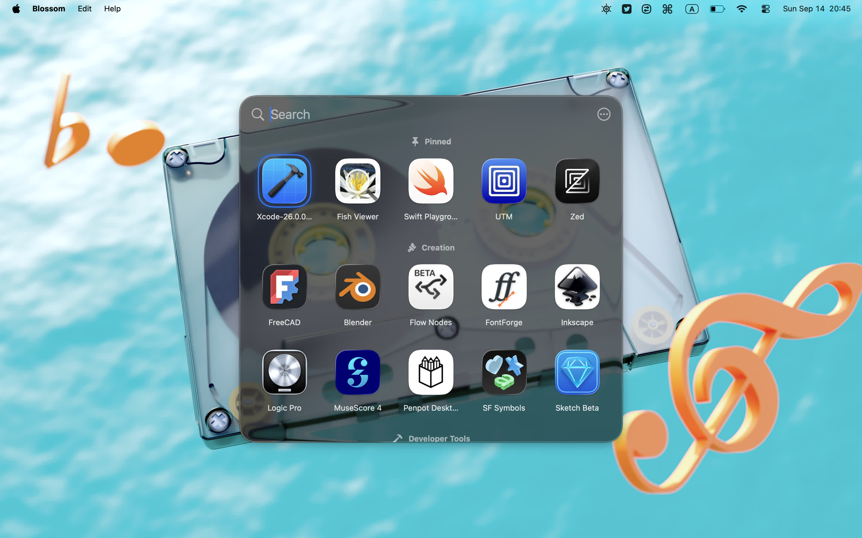 Blossom Launcher Interface - Dark Mode
