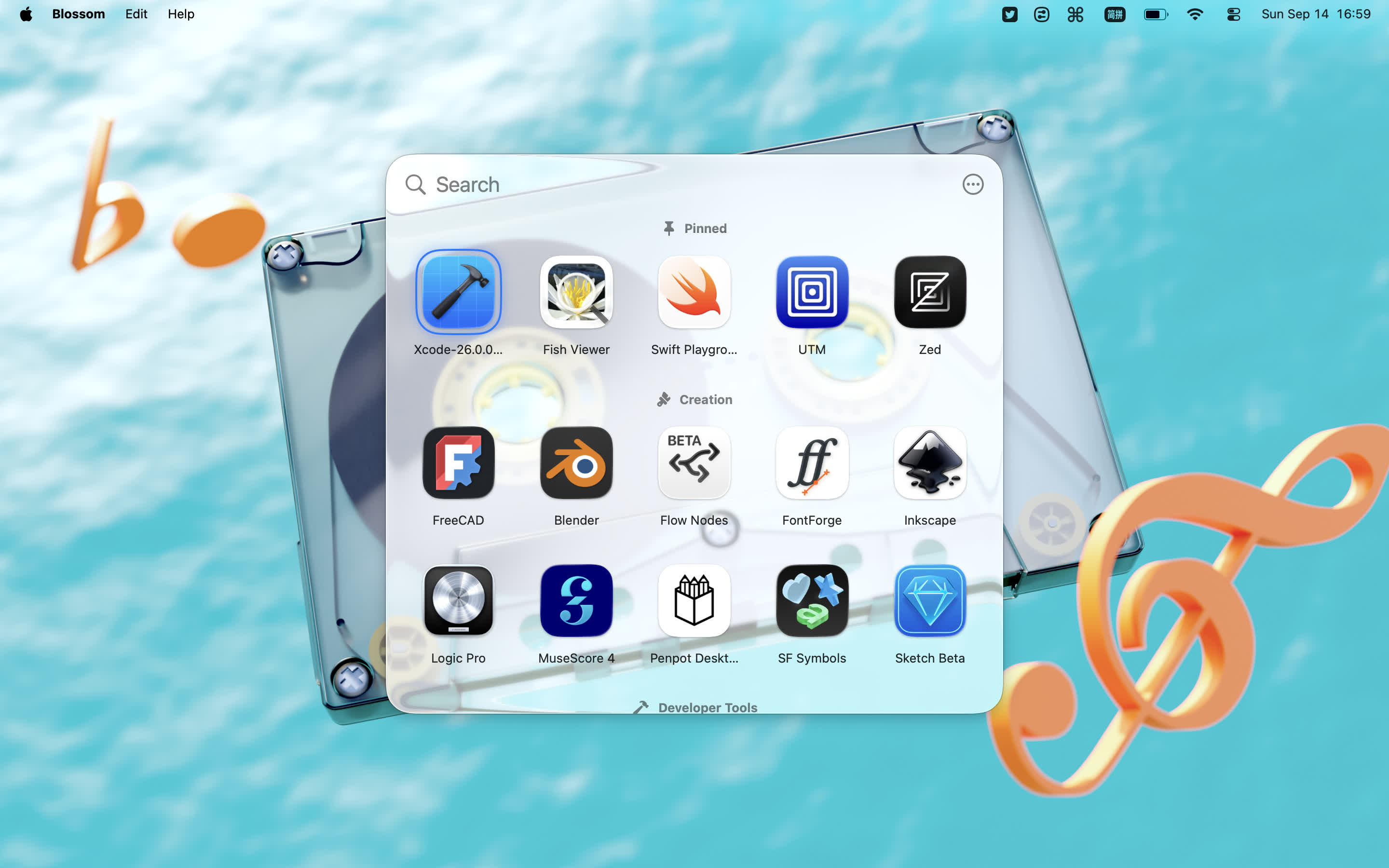 Blossom Launcher Interface - Light Mode